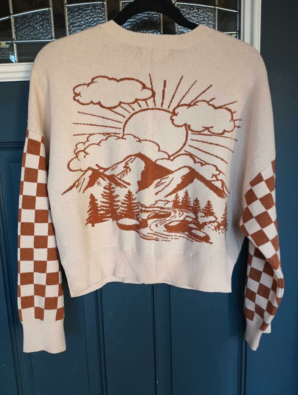Altar'd State Southwestern Cowboy Mountain Scene Cardigan Sz M Outdoors